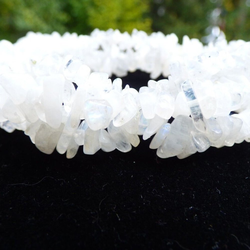 380CTS RAINBOW MOONSTONE 925 3 ROW NUGGET NECKLACE & TWISTED STRETCH BRACELET - Picture 5 of 9